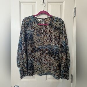 Maurices Navy and Brown Floral Blouse